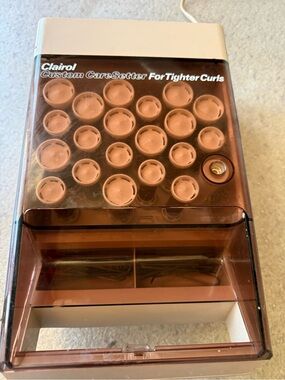 Vintage Clairol Custom CareSetter Electric Hair Rollers - Brown/White